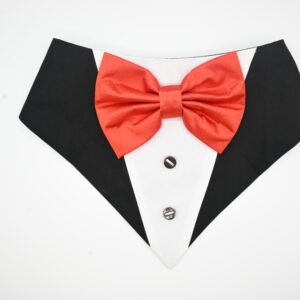 MahiNee Pets World Classic Black n White Tuxedo For Dogs n Cats with Red Satin Bow