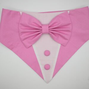 Pastel Pink Cotton Tuxedo Bandana with Bow for Dogs & Cats