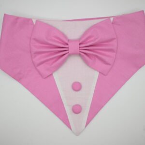 Pastel Pink Cotton Tuxedo Bandana with Bow for Dogs & Cats