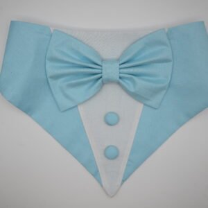 Pastel Blue Cotton Tuxedo Bandana with Bow for Dogs