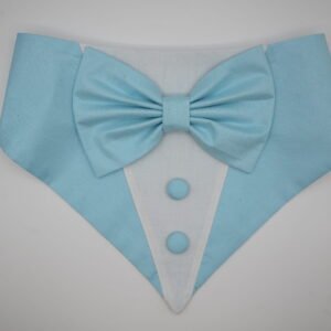 Pastel Blue Cotton Tuxedo Bandana with Bow for Dogs