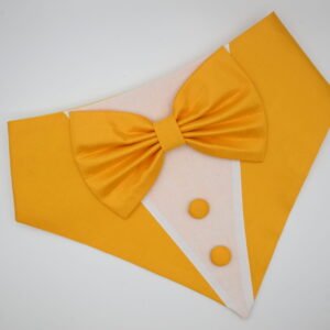 Radiant Gold Cotton Tuxedo Bandana with Bow for Dogs & Cats