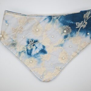 Festive Blue and White Pearl Bandana for Dogs & Cats