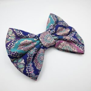 Royal Blue Festive Brocade Pet Bow (Dogs & Cats)
