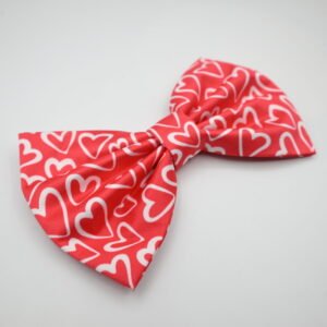 Valentine Hearts Satin Pet Bow (Dogs & Cats)